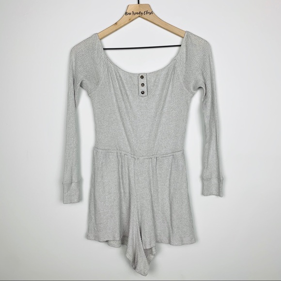 Urban Outfitters Pants - UO| Out From Under Light Gray Long Sleeve Romper S